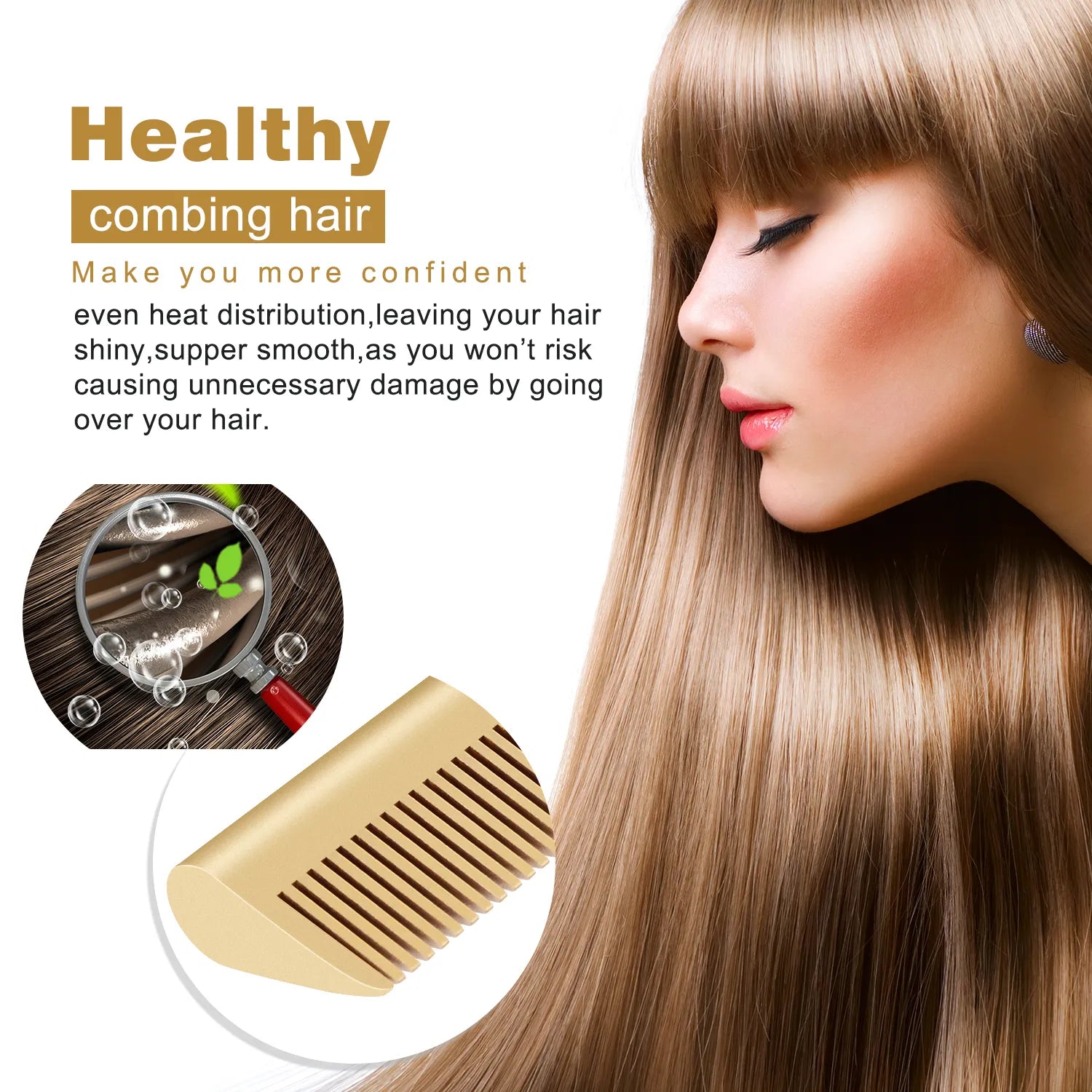 2 in 1 electric hot heating comb for quick and easy hair styling, designed to straighten and smooth hair while reducing frizz. Perfect for all hair types with fast heat-up technology.