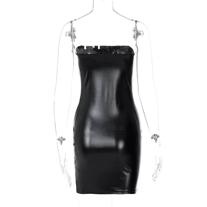 Robe Sexy Noire en Similicuir