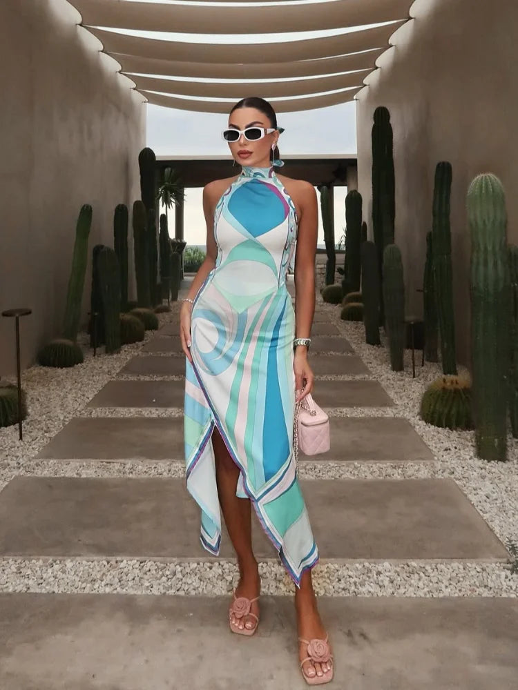 Robe Midi Femme à Imprimé Abstrait