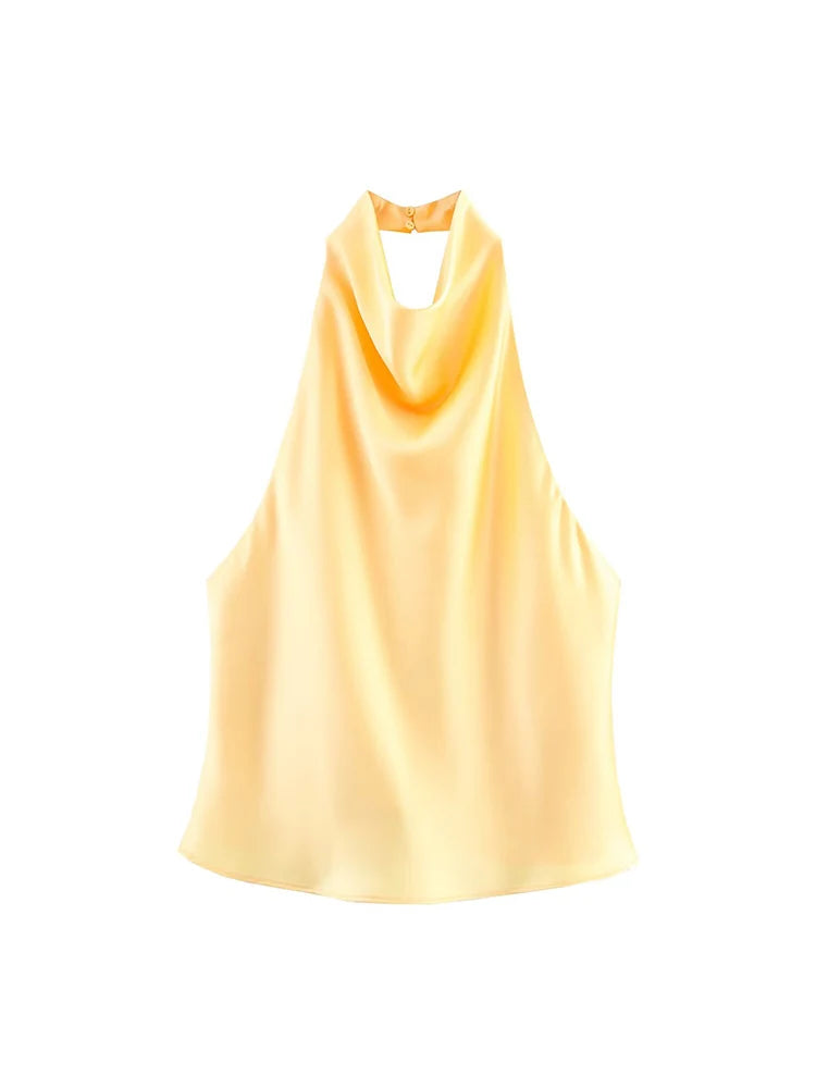 Haut Col Halter Chic Été Printemps