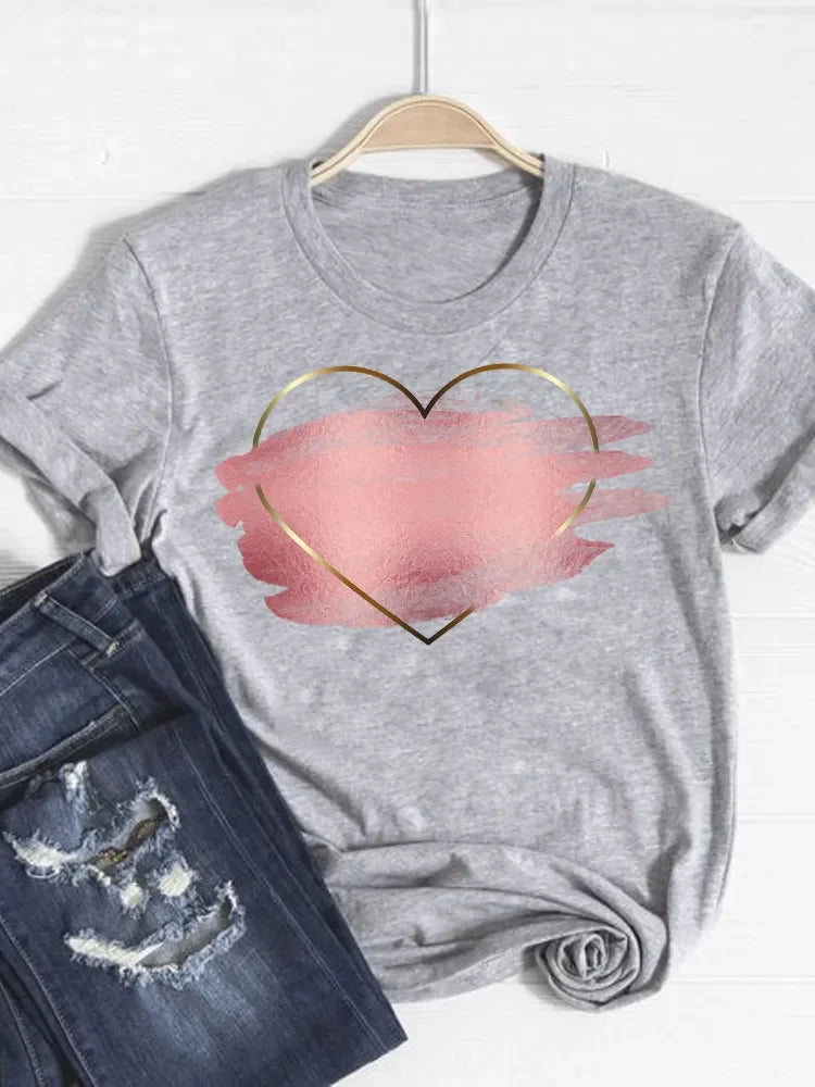 Love Heart Print T-Shirt