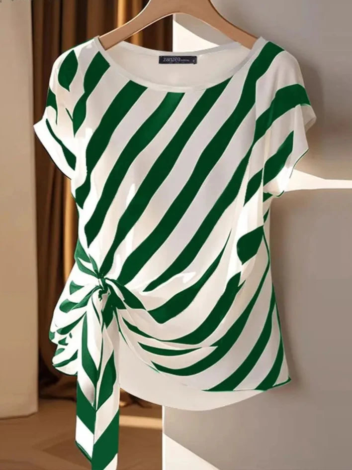 Women's Striped Puff Sleeve Blouse