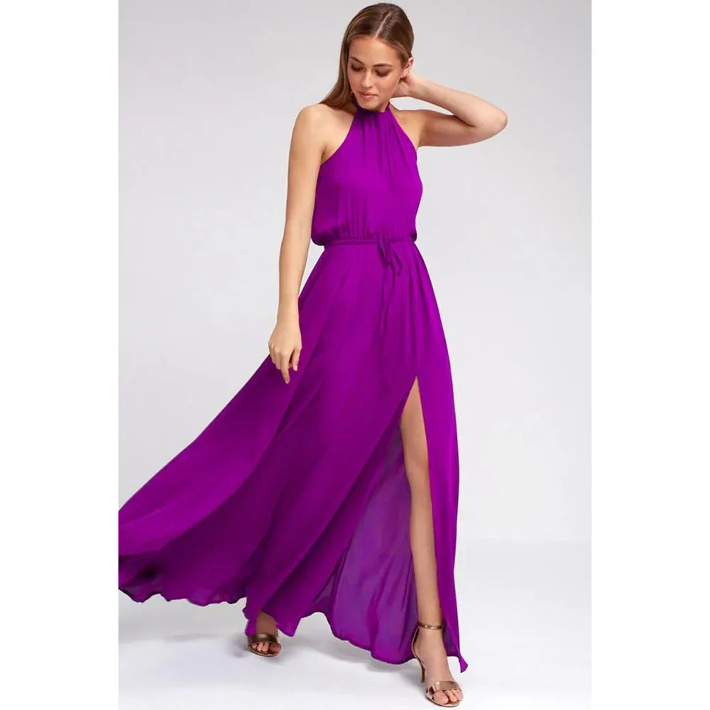 Robe Longue Bohème d'Été avec Fente Haute