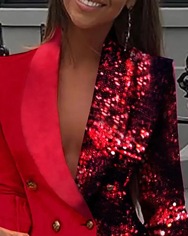 Mini Robe de soirée à Sequins Manches Longues,