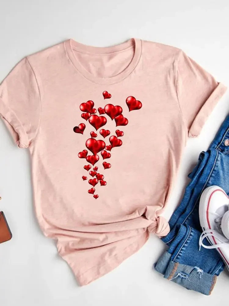 Love Heart Print T-Shirt