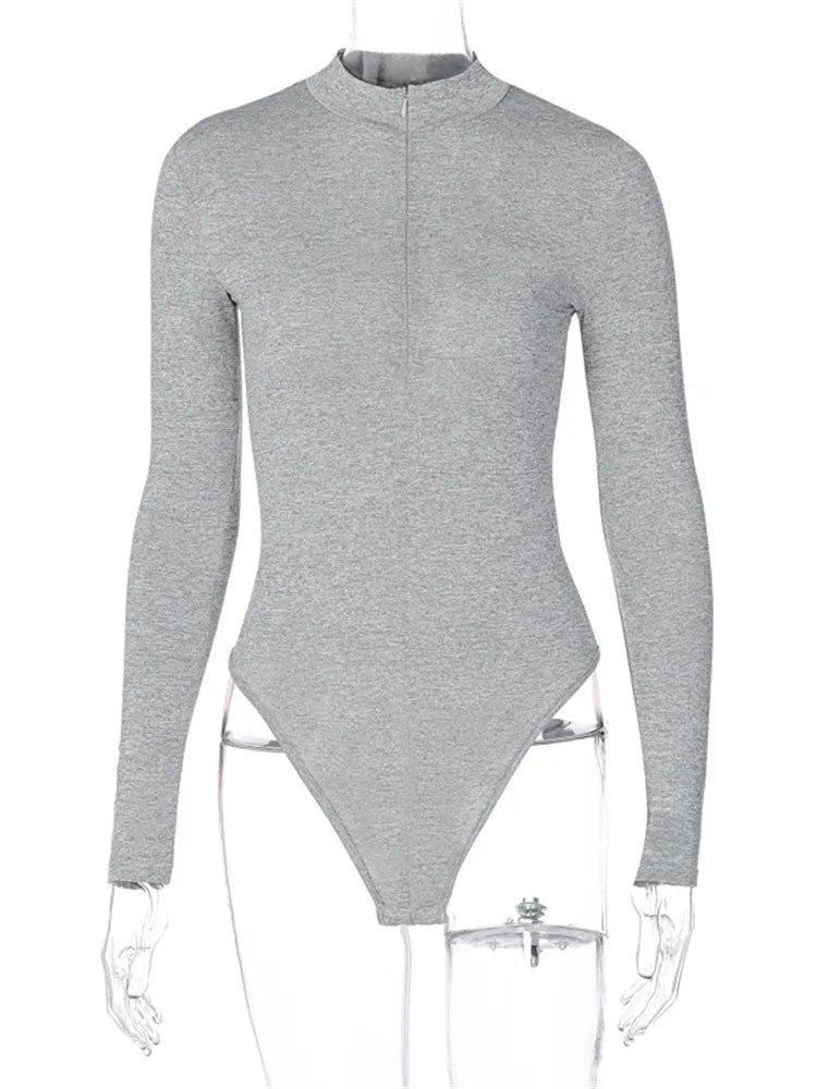 Women's Plain Zip Bodysuit