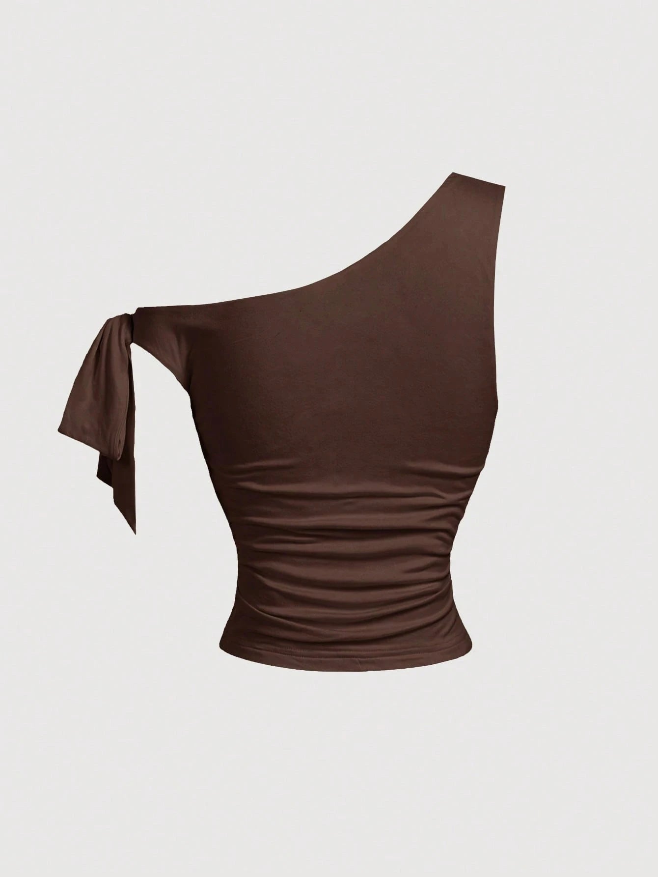Women's Sexy Slim Fit One Shoulder Side Tie-Strap Pleating Waist Crop Top Casual Metal Buckle Decor Backless Top Summer 2026