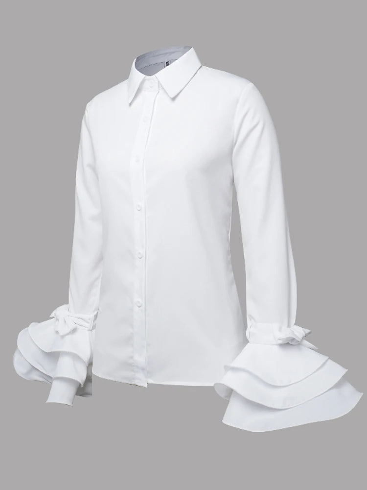 Chemisier Chic manches évasées avec nœud décoratif,