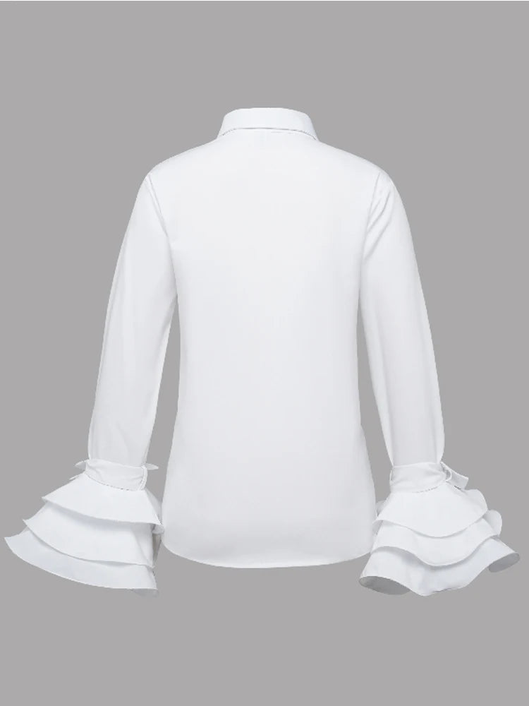 Chemisier Chic manches évasées avec nœud décoratif,