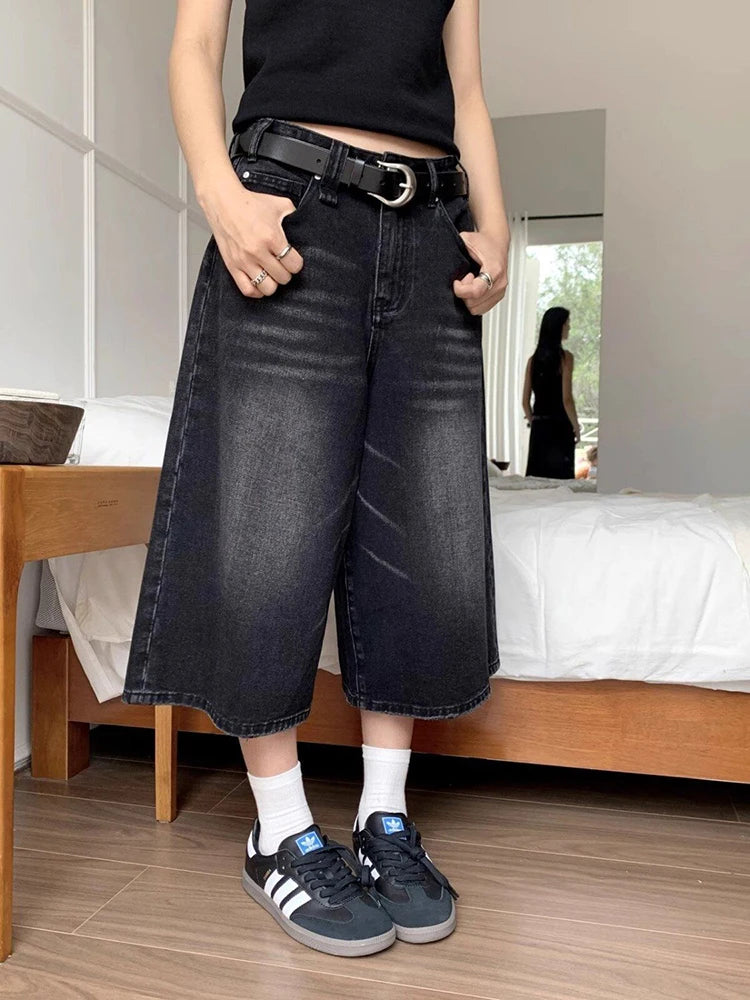Short en Jean Noir Femme