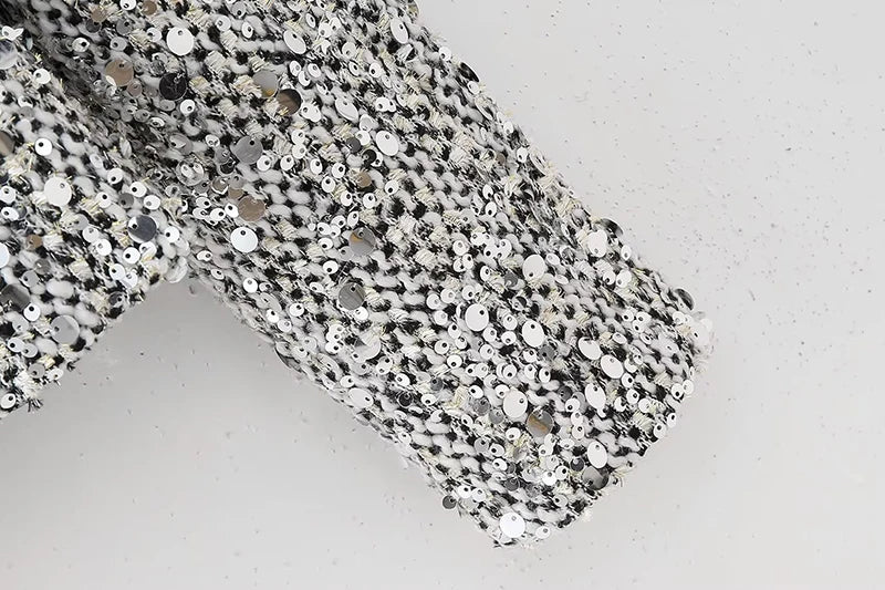 Women's Chic Silver Sequin Short Jacket