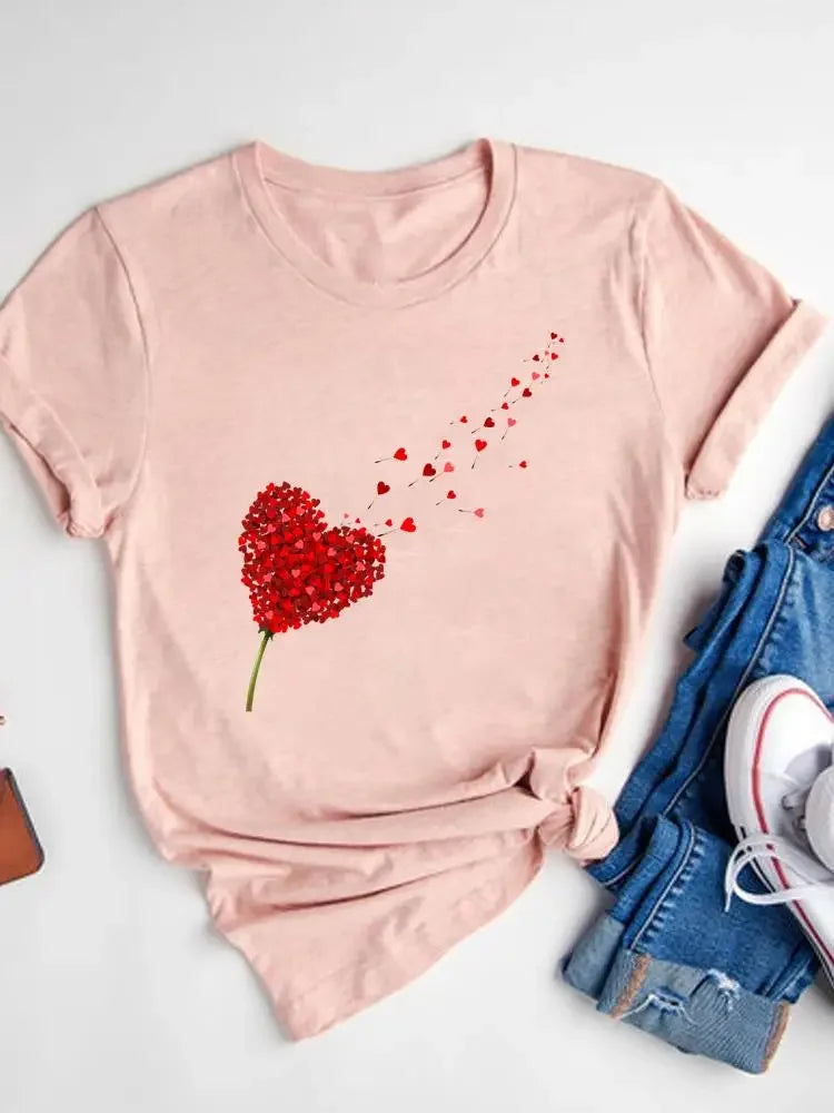 Love Heart Print T-Shirt