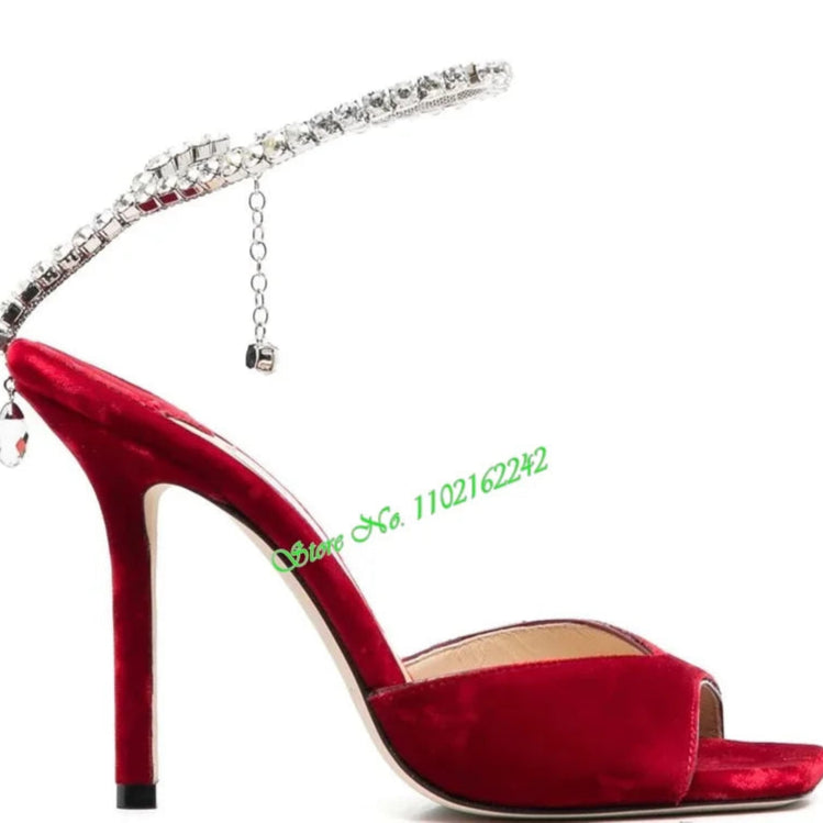 Rhinestone high heel sandals