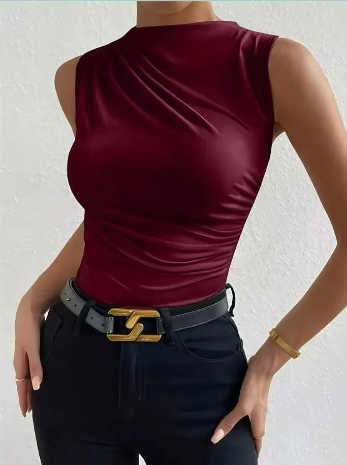 Top Femme Sans Manches à Col Montant
