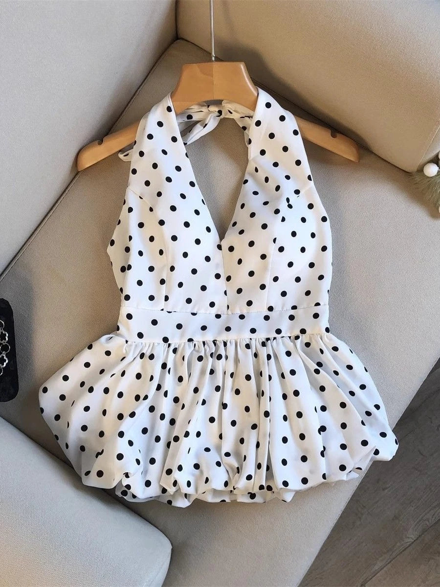 Top Babydoll Femme à Pois