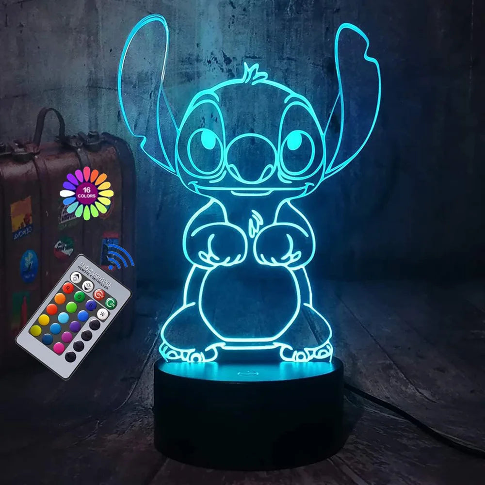Stitch 3D Illusion Night Light with Remote Control and Smart Touch