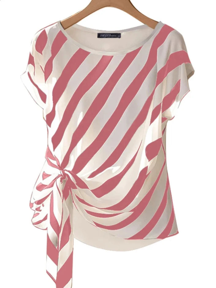 Women's Striped Puff Sleeve Blouse