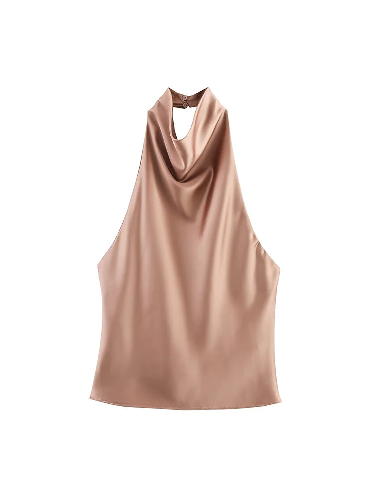 Haut Col Halter Chic Été Printemps