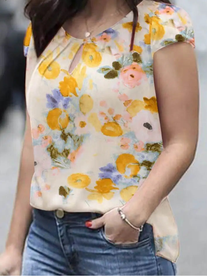 Short sleeve floral blouse