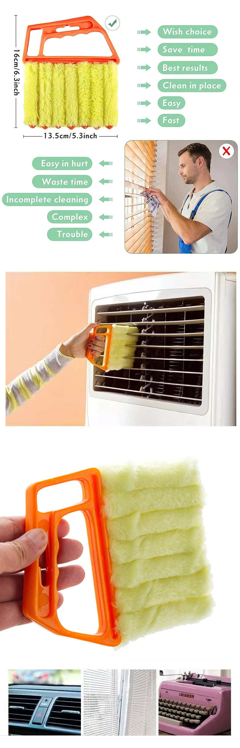 Brosse de Nettoyage Microfibre pour Vitres & Climatiseur