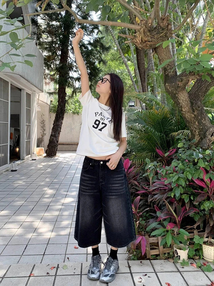 Short en Jean Noir Femme