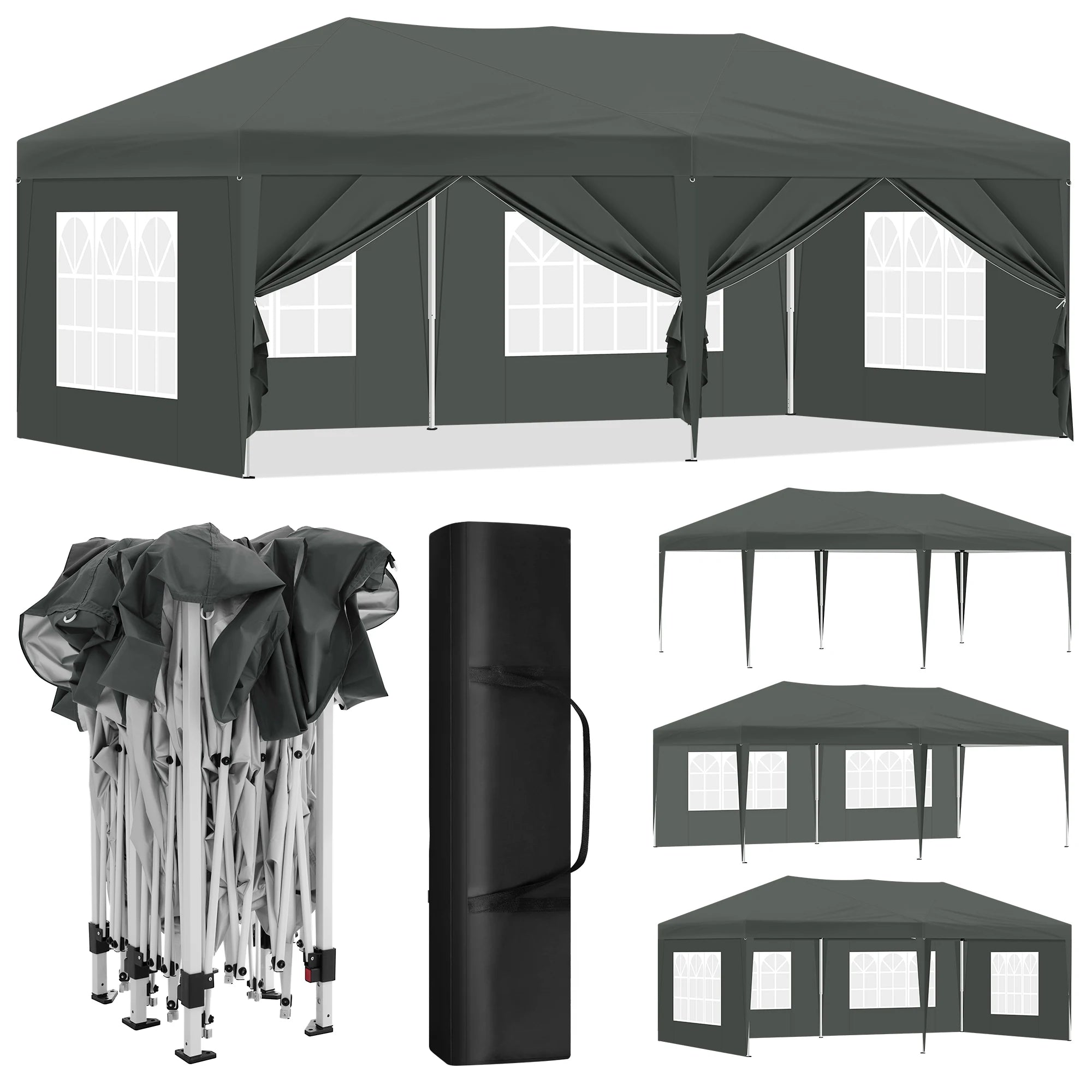 Tente Pliante 3 x 6 m avec 6 Parois