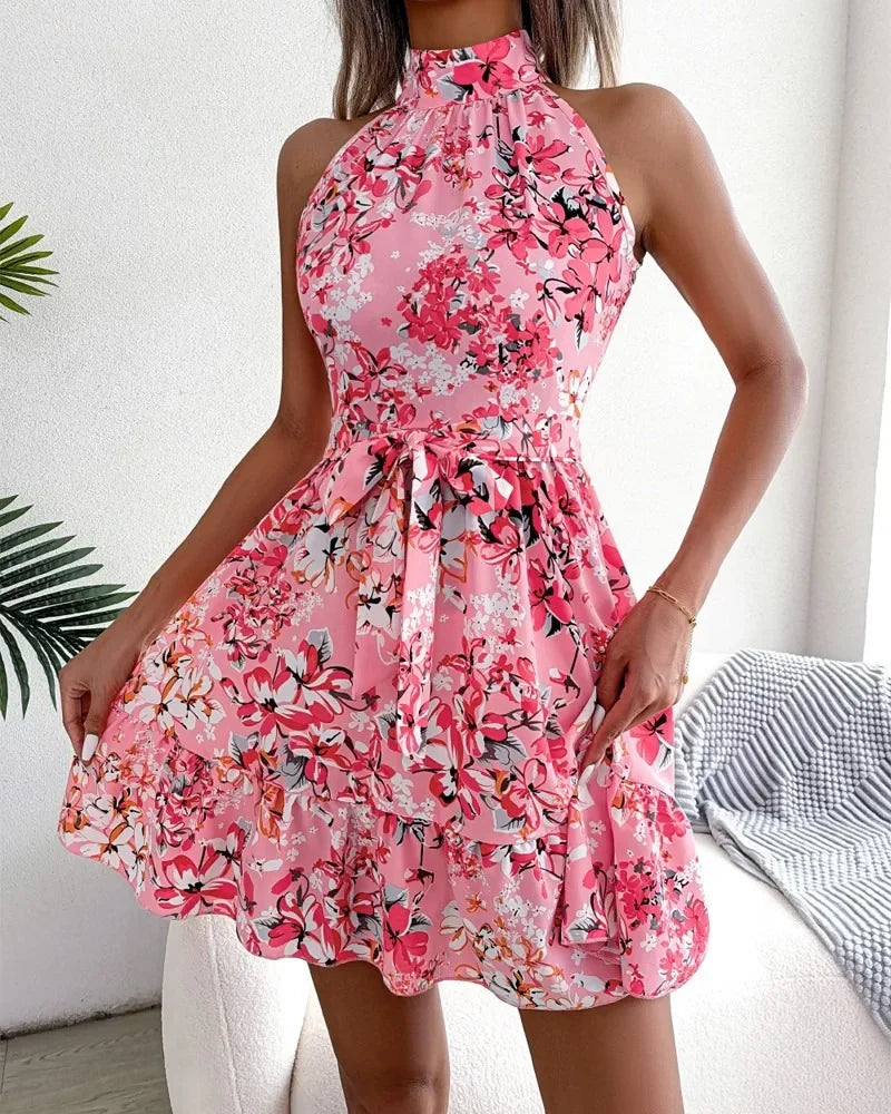 Robe Courte à Fleurs Femme
