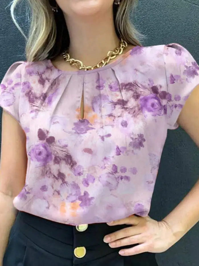 Blouse floral manches courtes