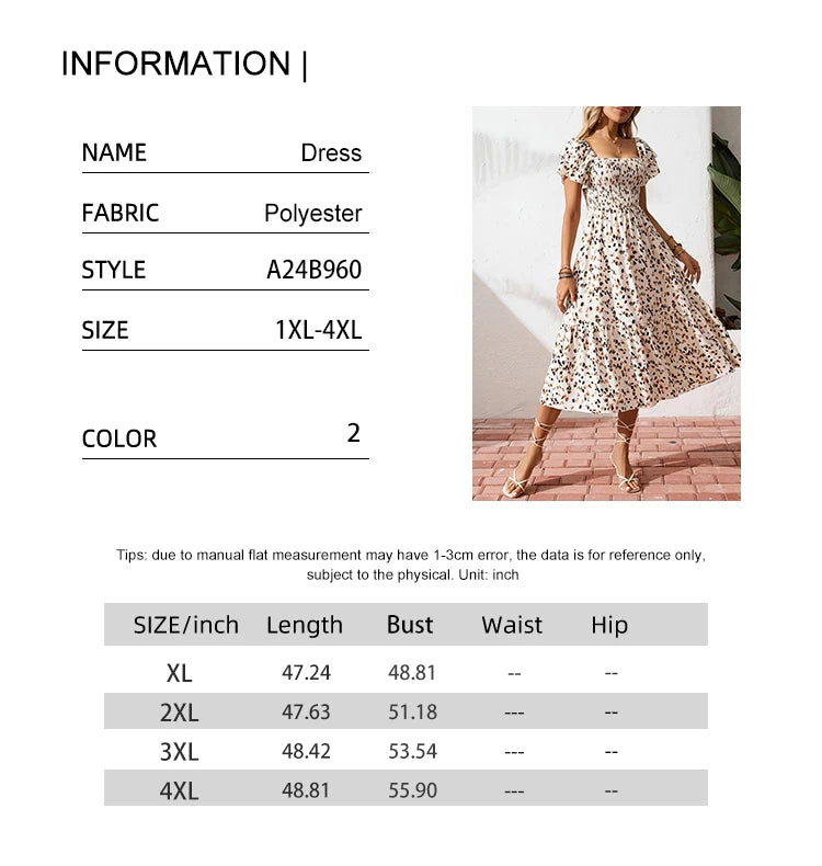 Robe d'Été 2025 Grande Taille – Imprimé Floral Intégral à Col Montant