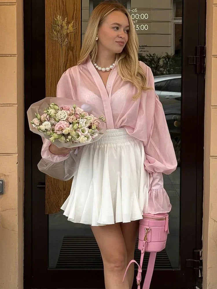 Chemise Femme Décontractée Transparente