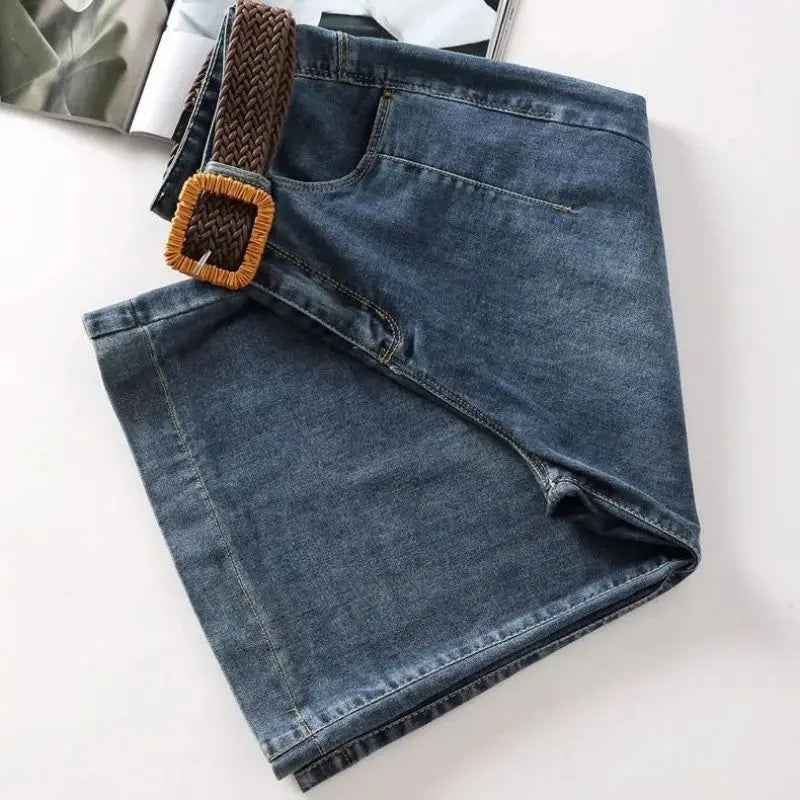 Short en Jean Bleu Femme