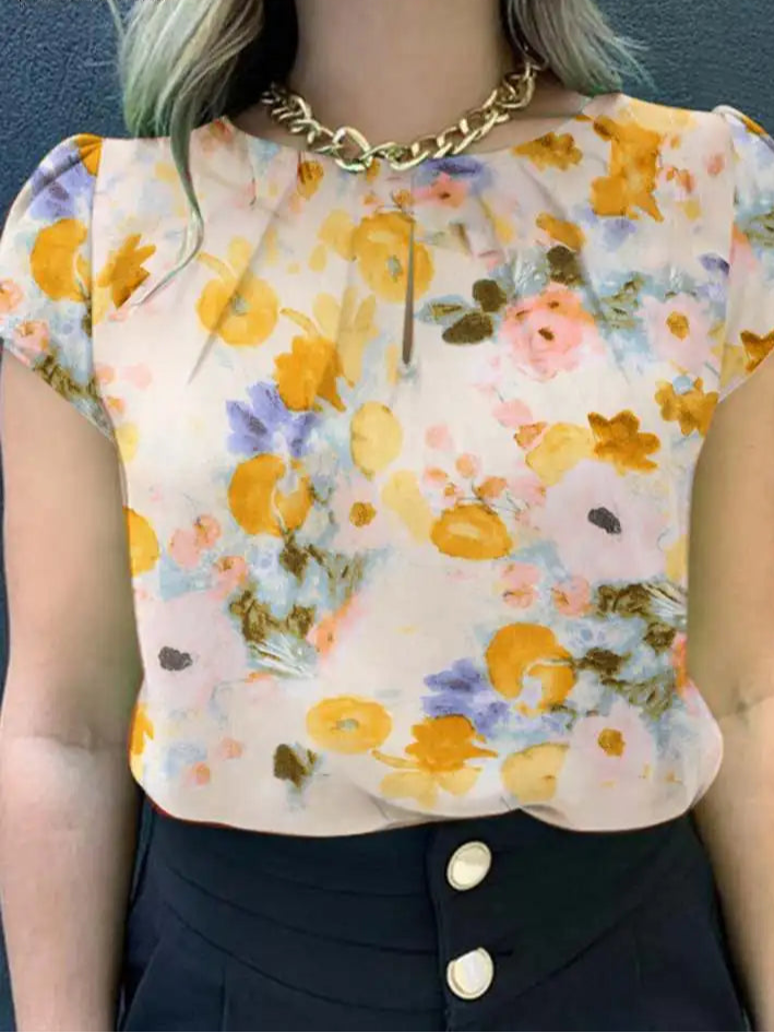 Short sleeve floral blouse