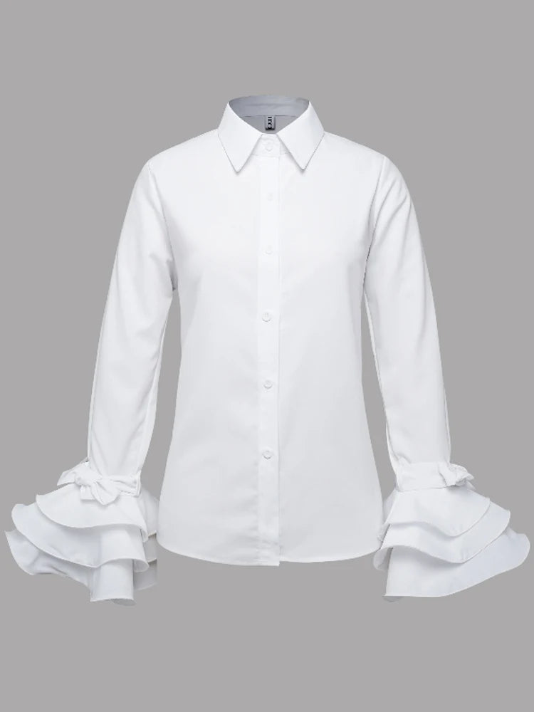 Chemisier Chic manches évasées avec nœud décoratif,