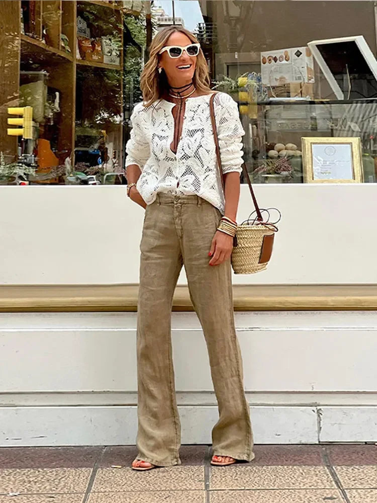 Mid-length blouse in synthetic fiber