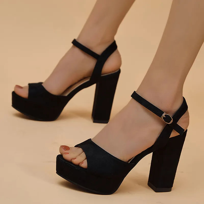 High heel sandals with ankle strap