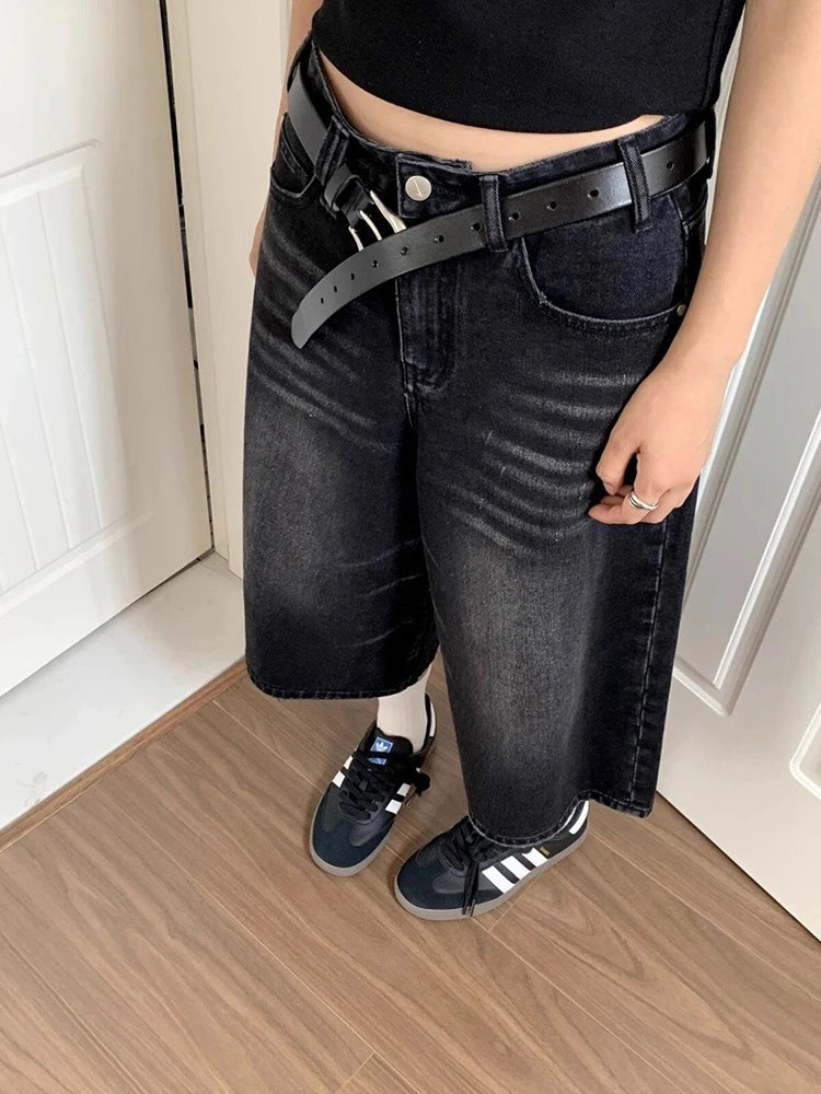Short en Jean Noir Femme