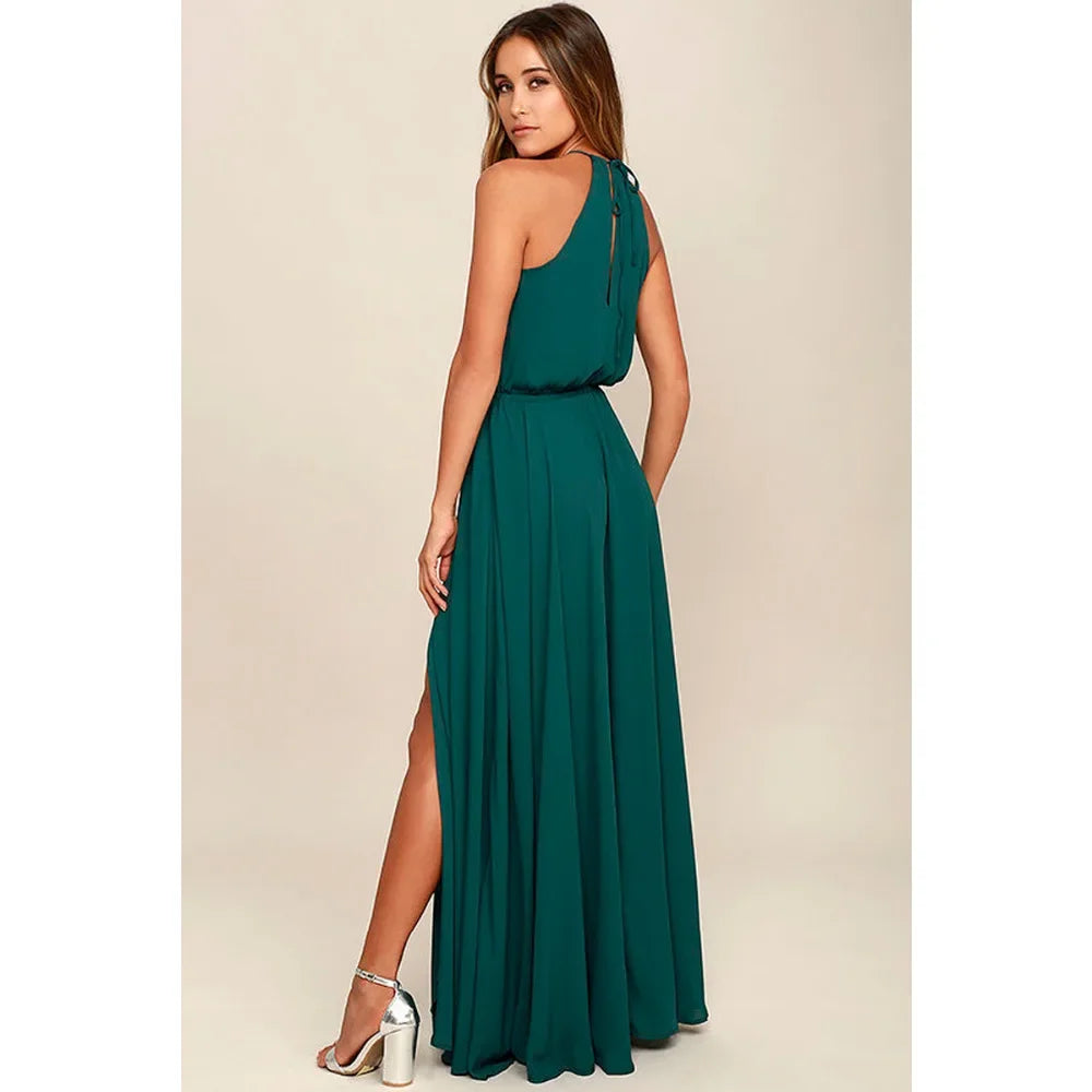 Robe Longue Bohème d'Été avec Fente Haute