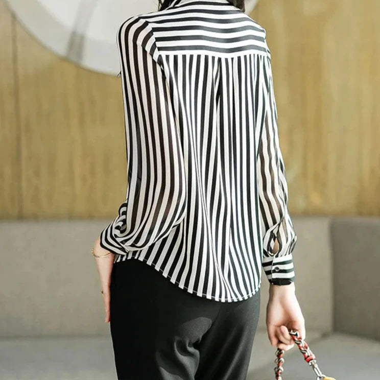 Women's Striped Chiffon Blouse