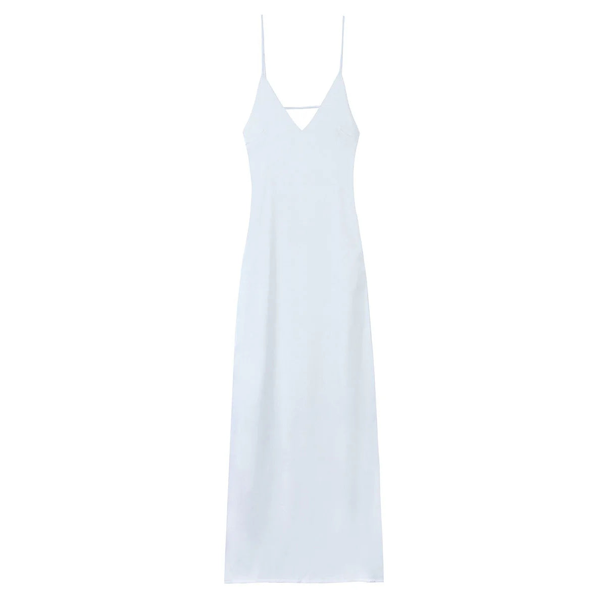 Robe Longue Satinée Jaune Femme