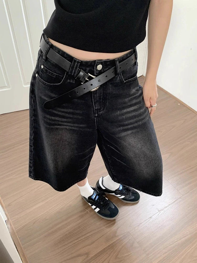 Short en Jean Noir Femme