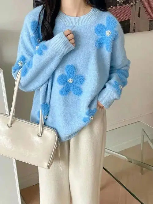 Pull décontracté pour Femme avec Broderie Florale