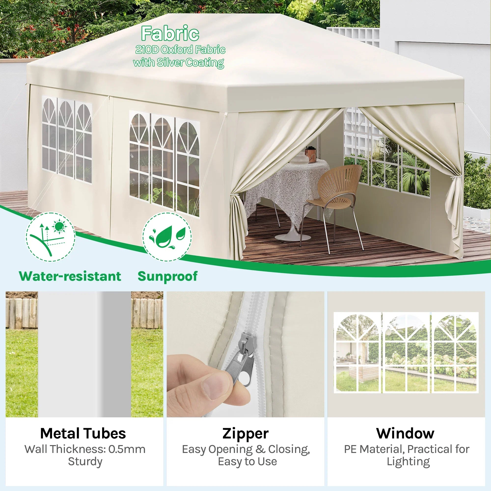 Tente Pliante 3 x 6 m avec 6 Parois