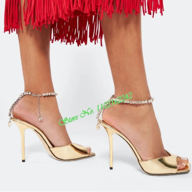 Rhinestone high heel sandals