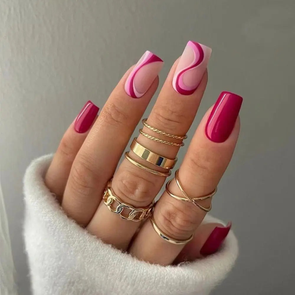 24pcs Faux Ongles Carrés