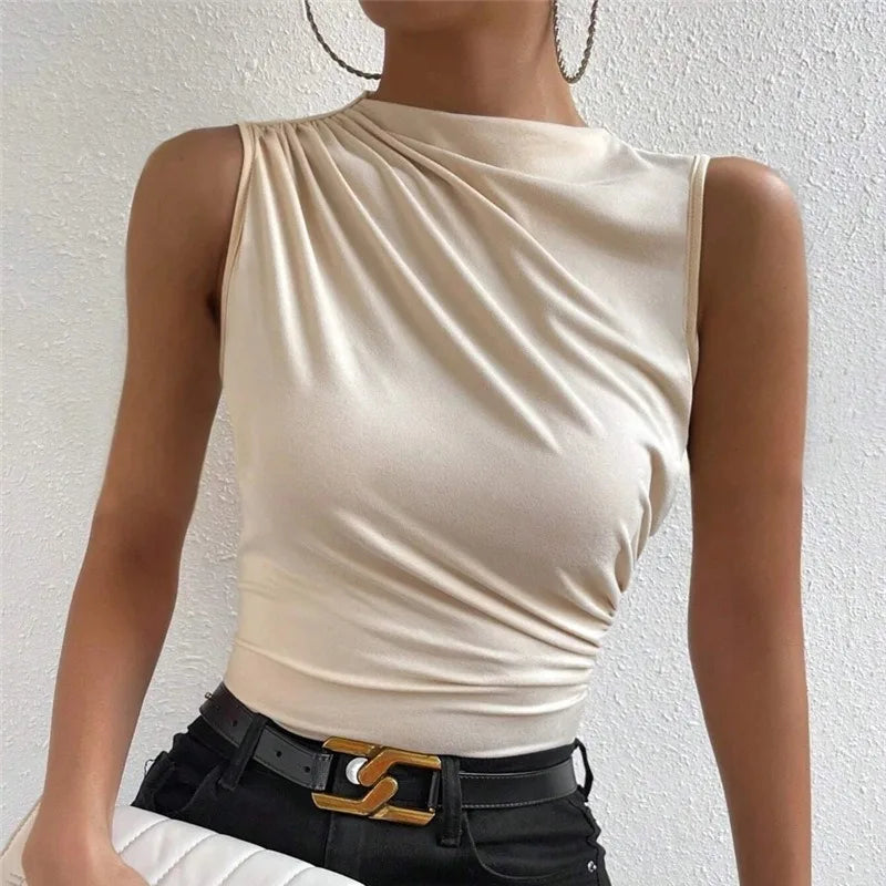 Top Femme Sans Manches à Col Montant