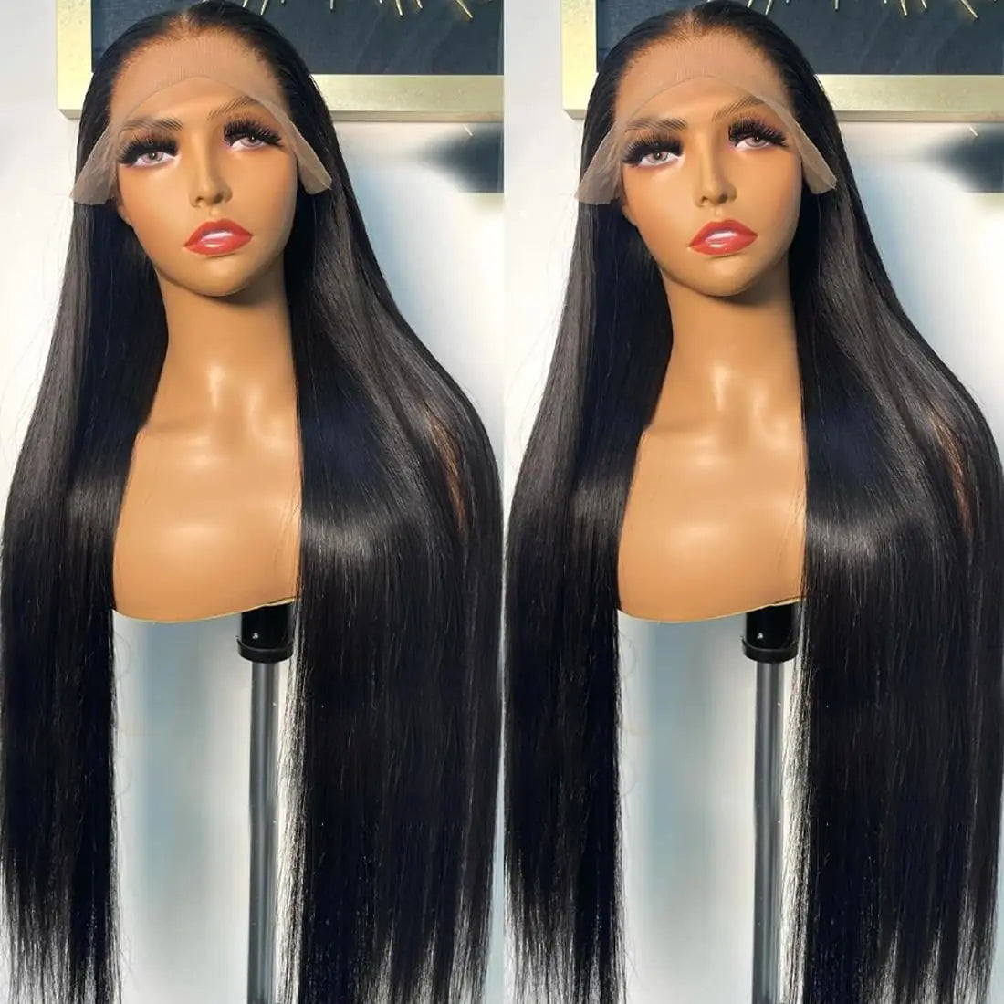 Transparent straight human hair wig