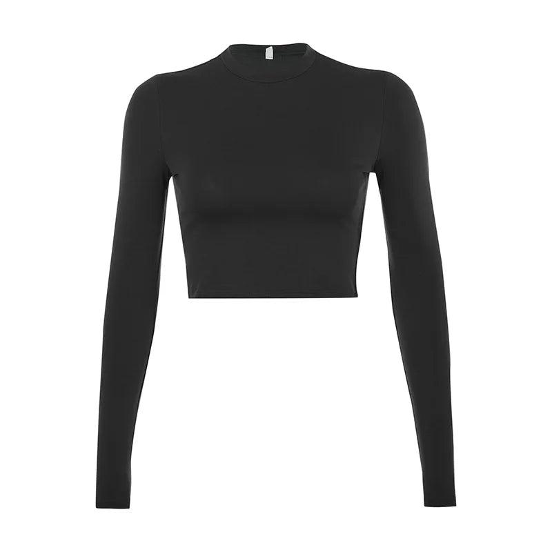 Crop Top Femme à Manches Longues