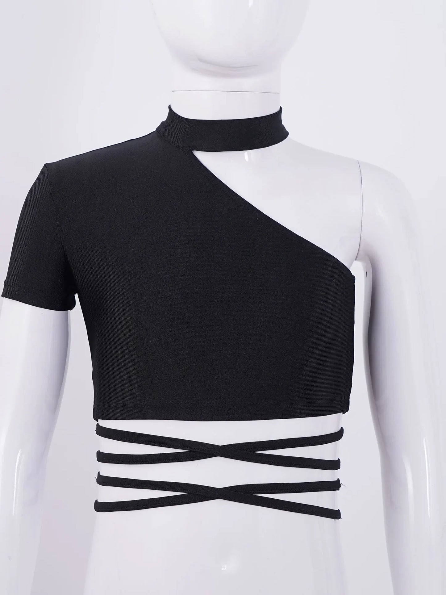 Crop Top avec Ceinture à Bandage Croisé