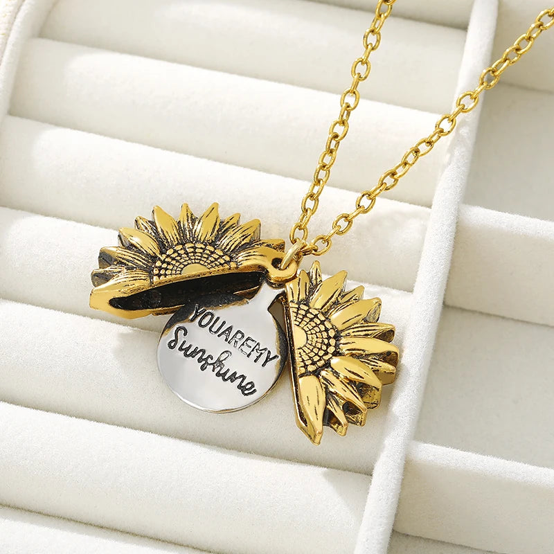 Boho pendant with sunflower medallion