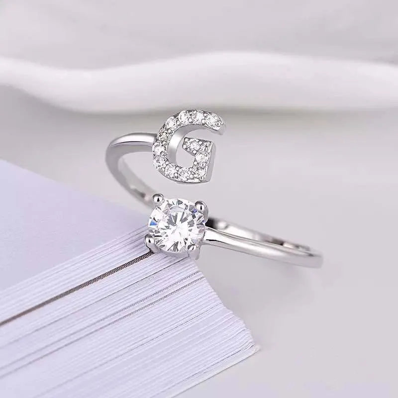 Trendy Zinc Alloy Letter Ring for Women